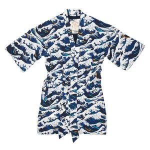 Mens El Garibaldi Robe California Cowboy Cortes Blue Waves Poolside Luxury S/M